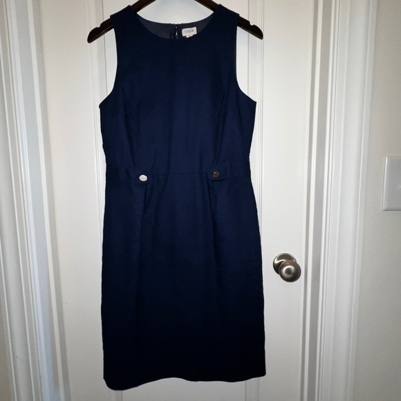 J. Crew Factory Dresses & Skirts - NEW!  J.Crew Factory Navy Sleeveless Linen Sheath Dress Size 6